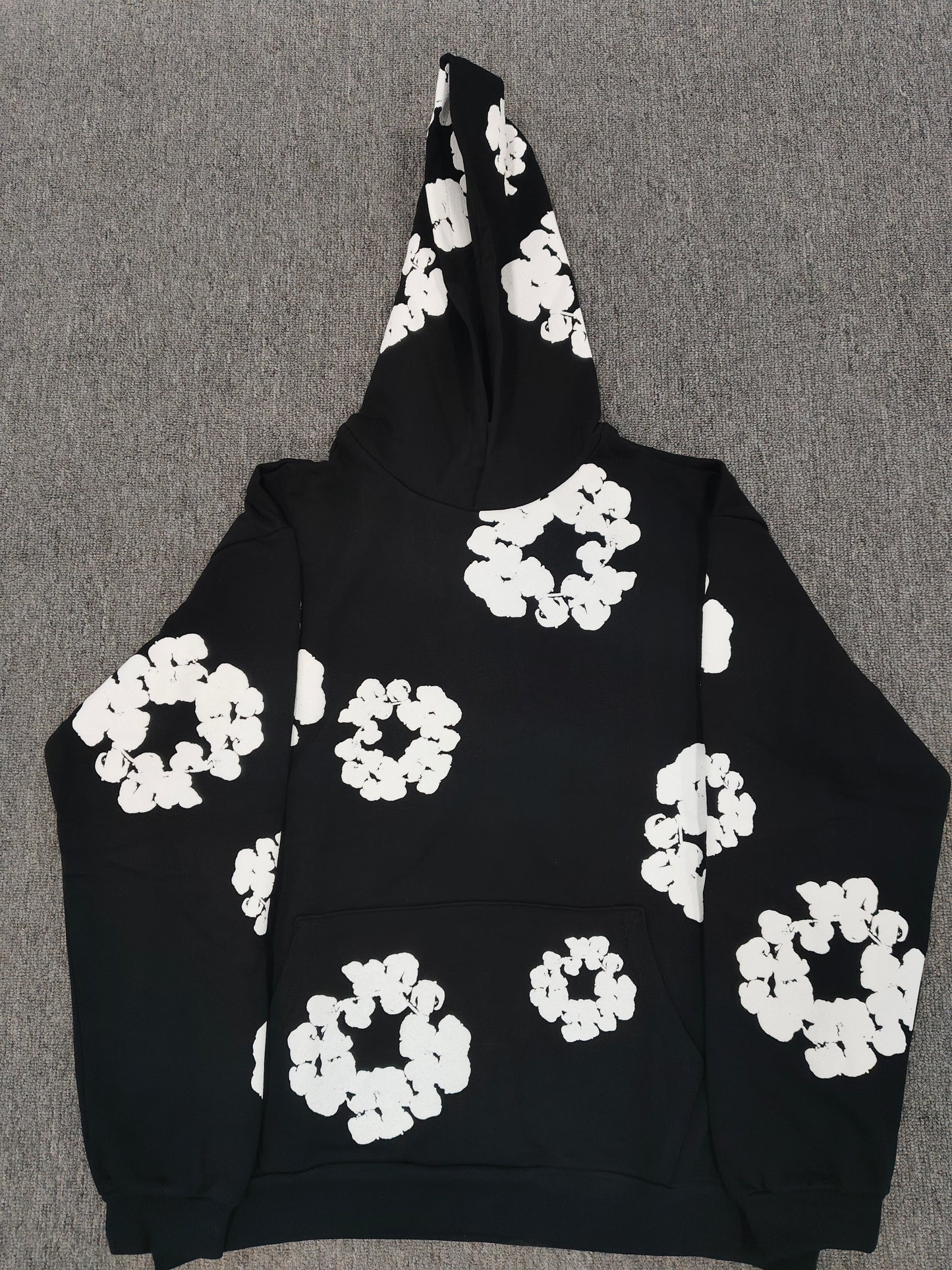 Black & White Denim Tear Hoodie