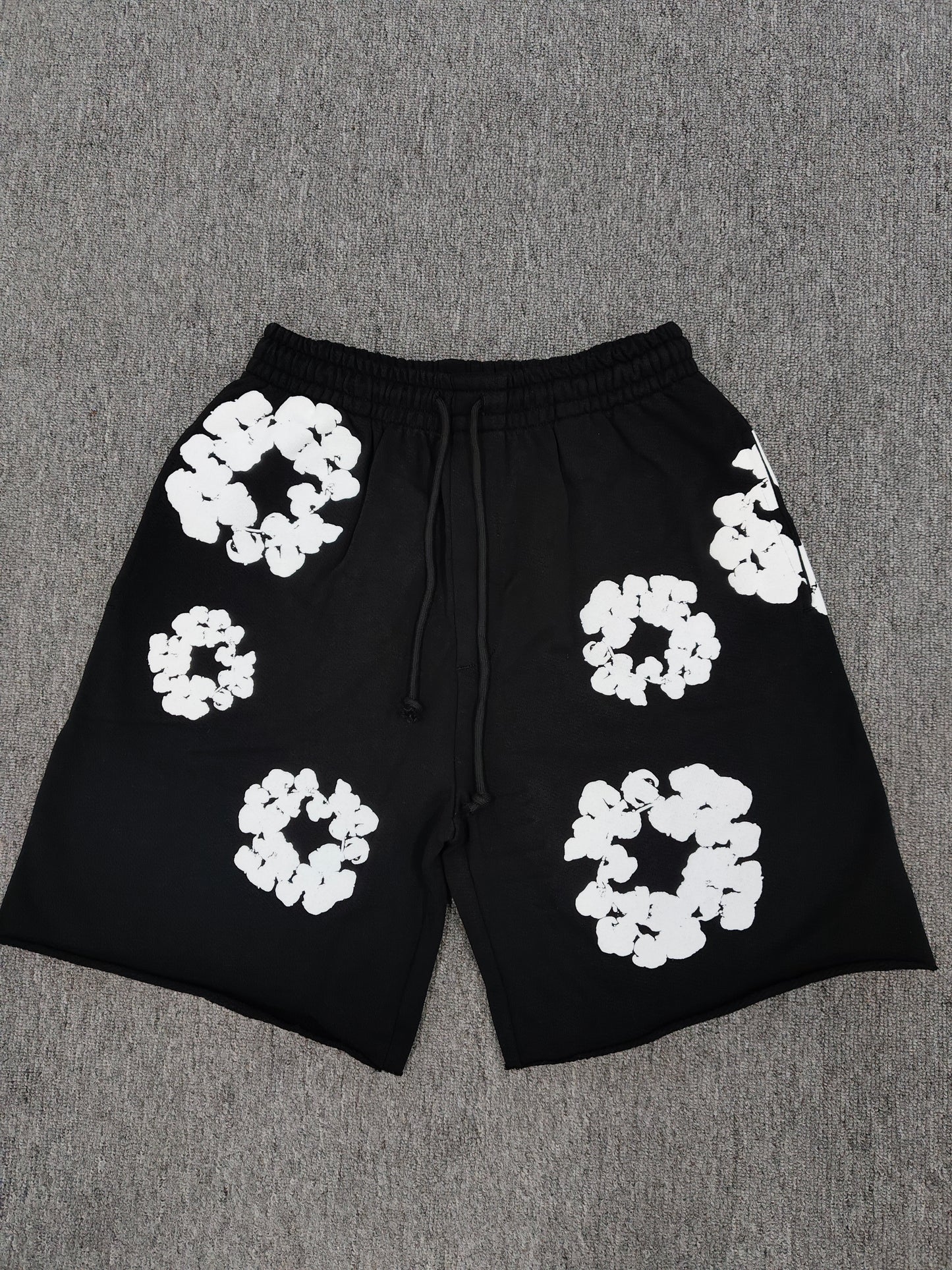 Black & White Denim Tear Shorts