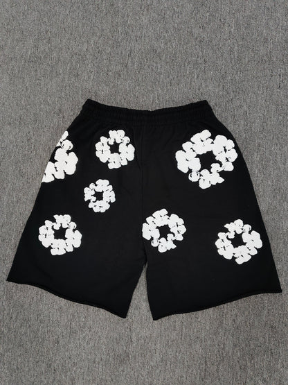 Black & White Denim Tear Shorts
