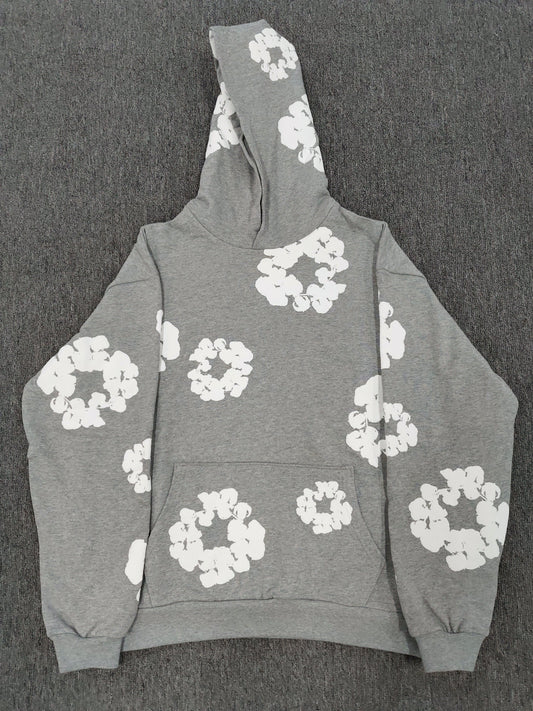 Gray Denim Tear Hoodie