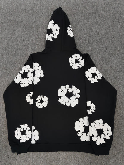 Black & White Denim Tear Hoodie