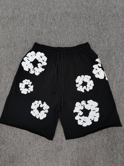 Black & White Denim Tear Shorts