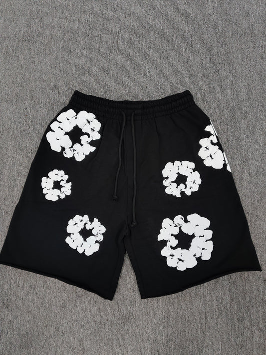 Black & White Denim Tear Shorts